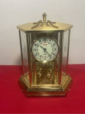 Vintage Kundo Shiny Gold Brass Pendulum Mantle Clock West Germany Made Not Worki